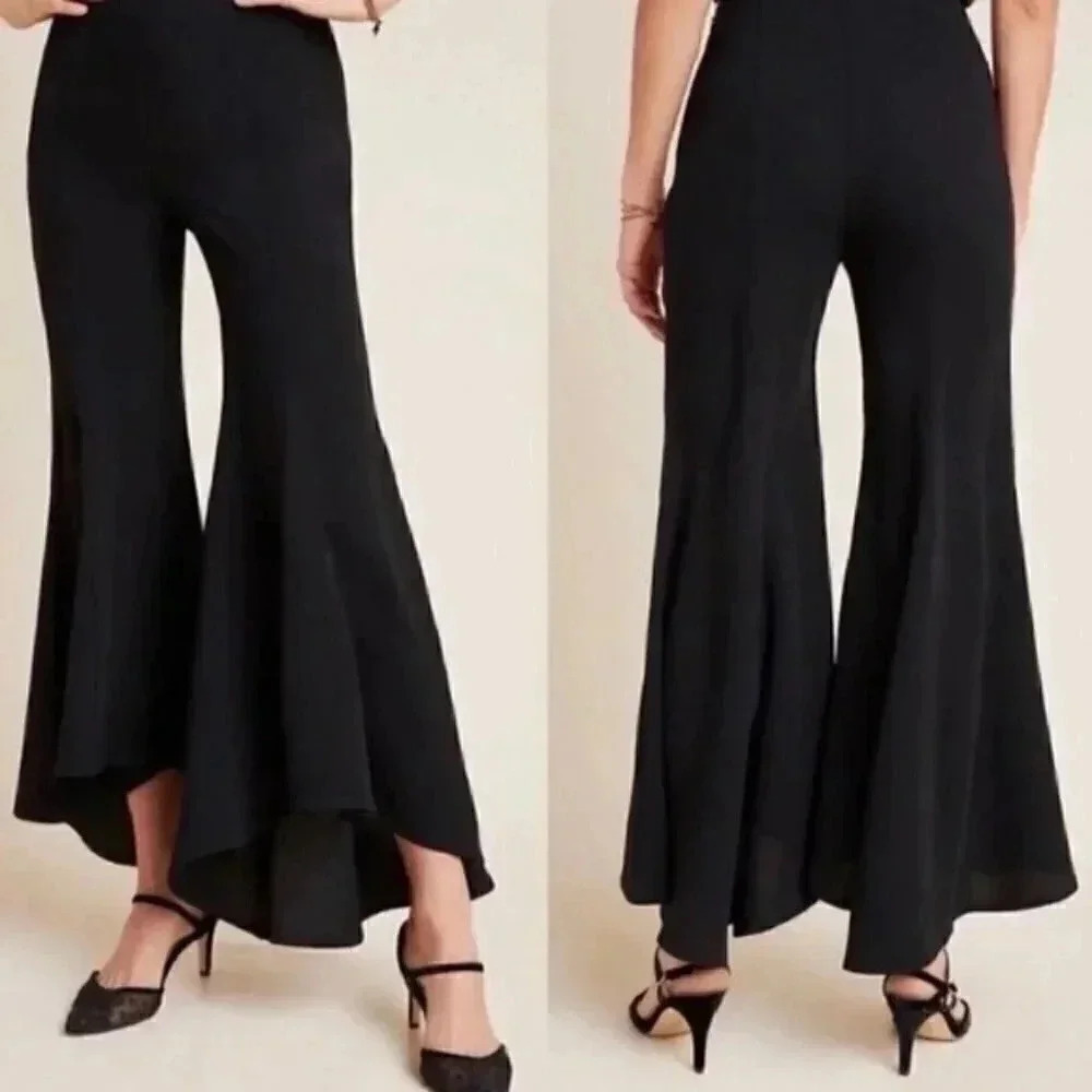 Anthropologie Black Flared High-Low Bootcut Pants